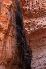 The Siq, wall texture, canyon of Petra, Jordan