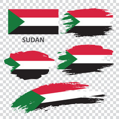 Sudan flag made in textured brush stroke