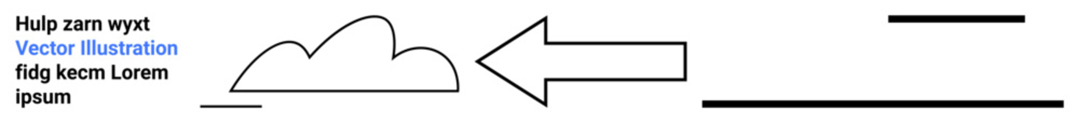 Arrow pointing to cloud next to text and parallel lines. Ideal for concepts such as direction, simplicity, navigation, communication, minimalism, organization, simple landing page