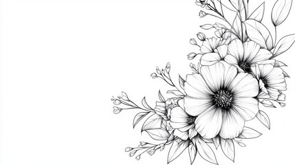 Obraz premium Elegant Floral Line Art Design
