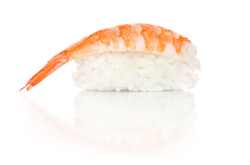Ebi Nigiri Shrimp on White Background