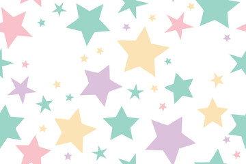 Pastel Star Seamless Pattern on White Background, Decorative Wallpaper Design