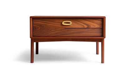 A wooden nightstand with a gold handle. Generated using AI.