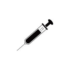 Fototapeta premium Syringe medicine icon vector vaccine. Vaccination black symbol