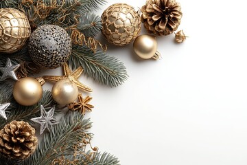 Top view photo of gold and glowing silver christmas