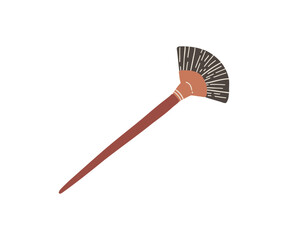 Vector image of a wide paintbrush with wooden handle, ideal for design, construction, or renovation-related themes