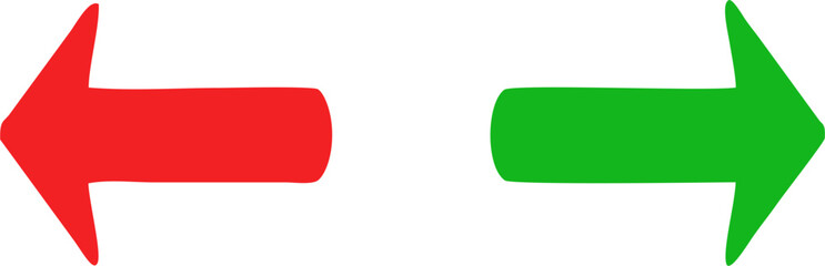 Naklejka premium Digital illustration of a red arrow pointing left and a green arrow pointing right