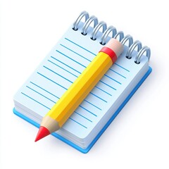 Yellow pencil resting on a small notepad with blue lines drawn on it