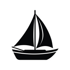 Sailing Boat Yacht Silhouette Black Vector Illustration