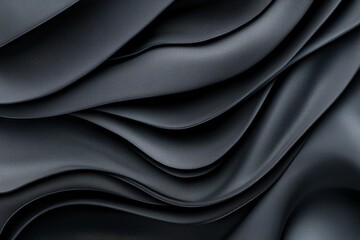 Obraz premium Abstract Black Fabric, Flowing Waves, Elegant Texture, Dark Background, Subtle Patterns, Modern Design
