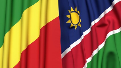 Flags of CONGO R and NAMIBIA with realistic cloth texture