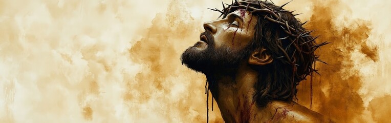 Naklejka premium Reverent Artwork of Christs Crucifixion and Easter Reflection