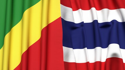Flags of CONGO R and THAILAND with realistic cloth texture