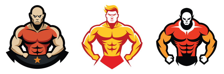 Muscular bodybuilder for logo, bodybuilder vector