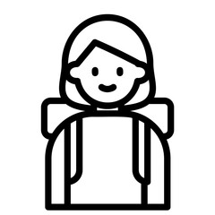 배낭을 맨 여행자 캐릭터 아웃라인 아이콘
