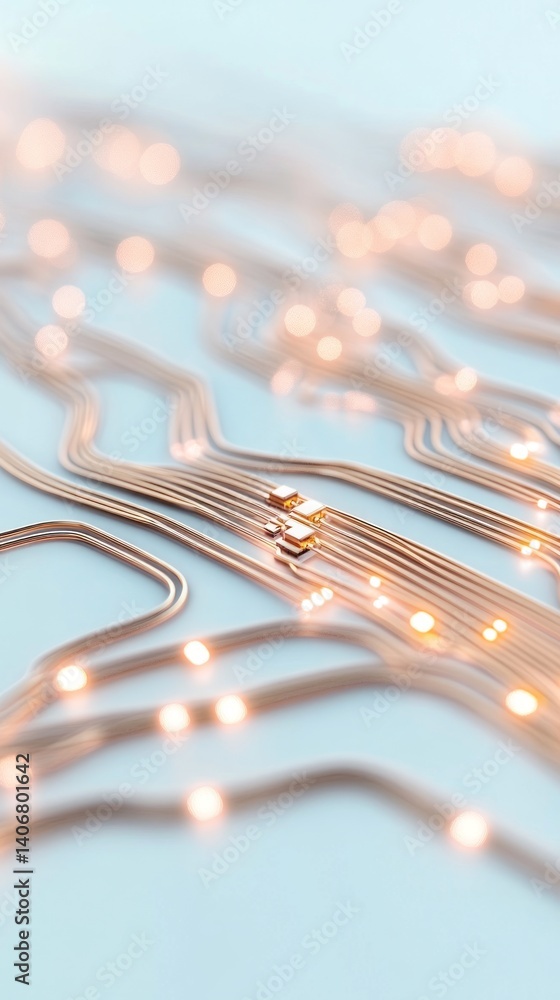 Aufkleber close-up view of a circuit board showcasing the delicate pathways and glowing lights that symbolize 