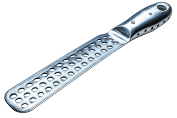 Stainless steel slotted spatula ideal for flipping pancakes and grilling vegetables