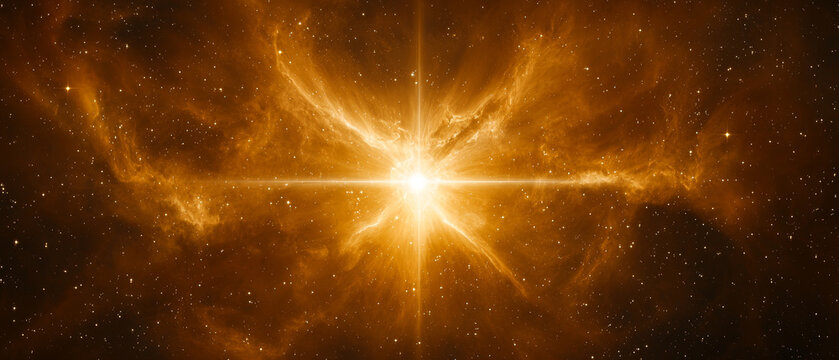 Golden Nebula: Cosmic Explosion's Radiant Glow