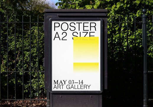 Mockup Of Vertical Customizable A2 Poster Outdoors