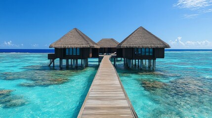 Overwater Bungalows on Tropical Island