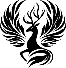 Mythical Winged Deer Silhouette