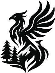 Tribal Phoenix Tattoo Design with Nature Elements