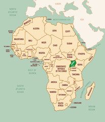 Fototapeta premium Uganda Silhouette Map Vector Art National Outline Geography Illustration