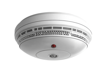 Smoke detector installed on ceiling for fire safety in residential setting