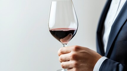 Man Holding a Glass of Red Wine.