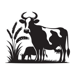 Cow Farms icon set logo illustration vector template Design black