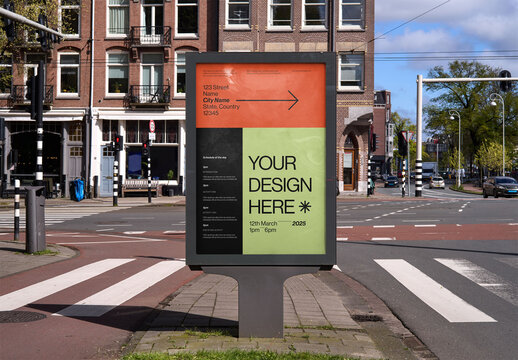 Mockup Of Vertical Customized Advertisement On Street