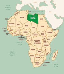 Libya Map Outline Vector Art Geographic Illustration