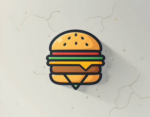 Cartoon Hamburger Illustration on Textured Background