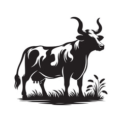 Cow Farms icon set logo illustration vector template Design black