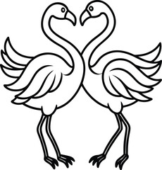 Two Flamingos Facing Each Other – Stylized Line Art Bird Illustration