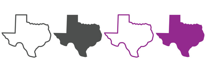 Texas icon black white vector outline. TEXAS USA state maps vector for apps or web outline boundary American state map Texas map icon flat, line set. Texas map icon. 