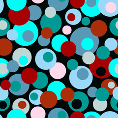Bright holidays design Abstract geometric pattern with multicolor mixed chaotic circles, polka dots, confetti