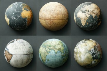 earth globes set isolated