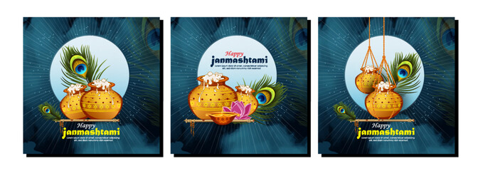 illustration of happy Janmashtami. Lord Krishna.web page,poster and banner.	
