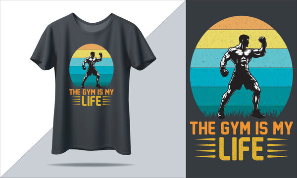 the zym is my life t-shirt design with black mockup