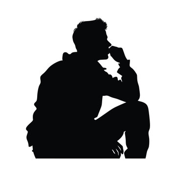 recommend clip art: A Man Thinking black silhouette