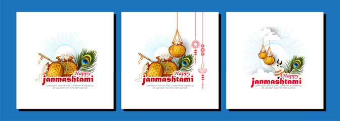 illustration of happy Janmashtami. Lord Krishna.web page,poster and banner.	
