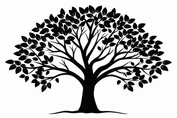Obraz premium alder tree silhouette line art vector illustration