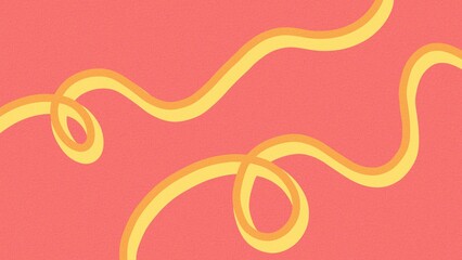 Hand-drawn cute yellow ribbon on a red background