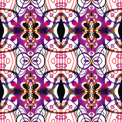 Hand painted seamless watercolor pattern. Tribal fashion design for textile, fashion, packaging