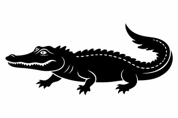 alligator silhouette line art vector illustration