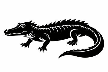 alligator silhouette line art vector illustration