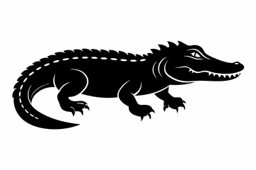 alligator silhouette line art vector illustration
