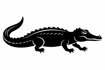 alligator silhouette line art vector illustration