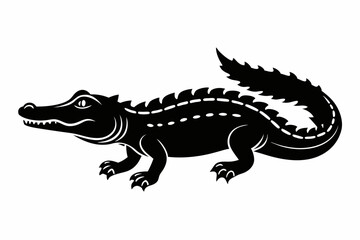 alligator silhouette line art vector illustration